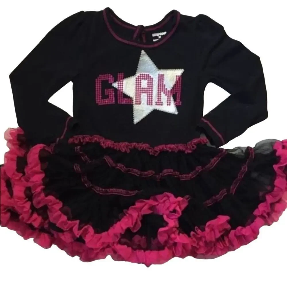 Girls GLAM Tutu Top sz 2T Hot Pink & Black Tutu 2T